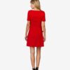 Kleid Loretta von SANOGE. Feminines Etuikleid in rot mit Volant und kurzem Arm. Knielang. Aus rotem Premium Jersey. Nachhaltige Mode.