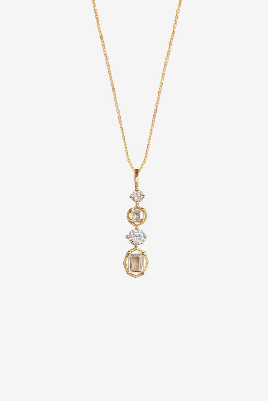 Collier Diamond Drop - elegante Kette mit Zirkonia Diamant Steinen in Gelbgold Modeschmuck